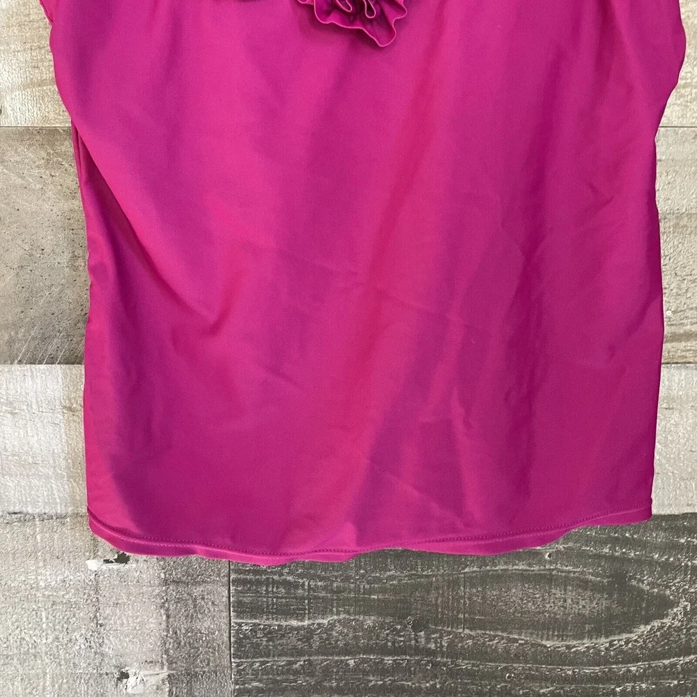 Merona Halter Tankini Swim Top Size S Magenta Ruffle Flower Padded No‎ Underwire